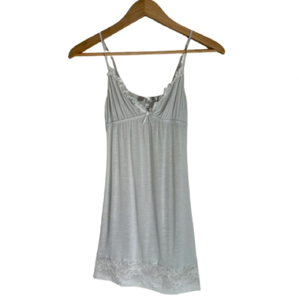 Victoria's Secret Y2K Soft Luxury Blend Lace Trim Chemise Nightgown Gray Size S